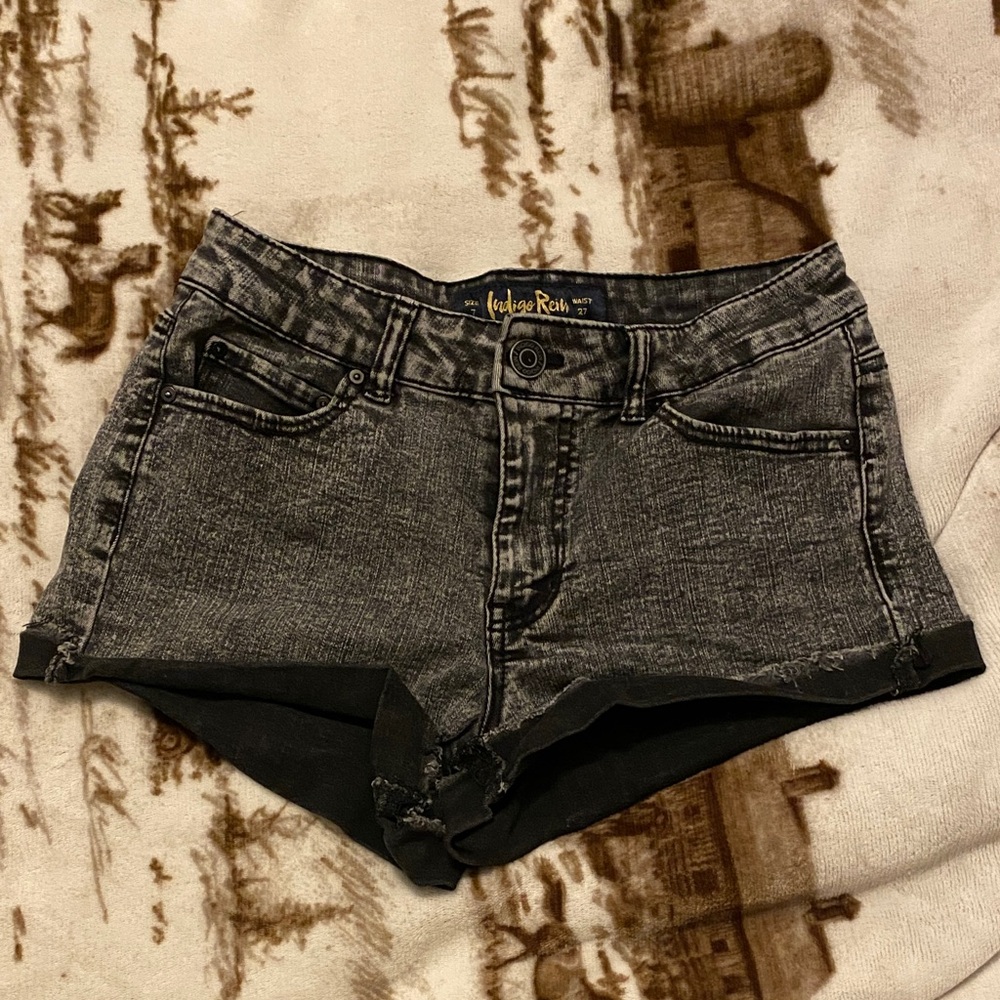 Indigo Rein Dark Gray Jean Shorts